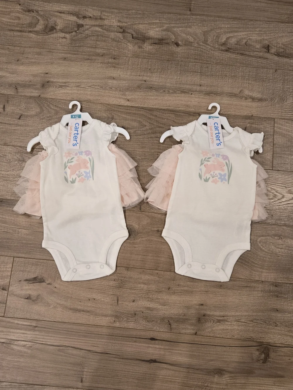 NWT Carter’s twins matching spring floral Bunny Tutu Outfit - Size 3M X2
